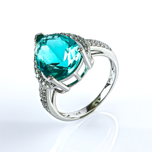Big Pear Cut Paraiba Sterling Silver Ring