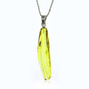 100% Natural Amber With Ant Silver Pendant 45mm x 8mm