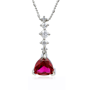 Trillion Cut Ruby Silver Pendant