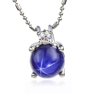 Blue Star Sapphire Solitaire Pendant