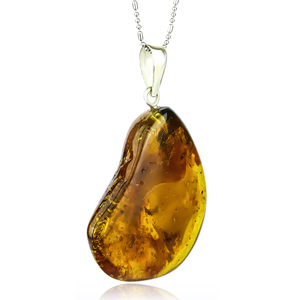 Genuine Amber Pendant With Sterling Silver