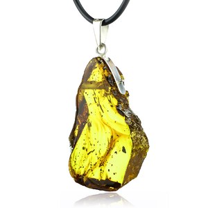 Big Genuine Amber Silver Pendant