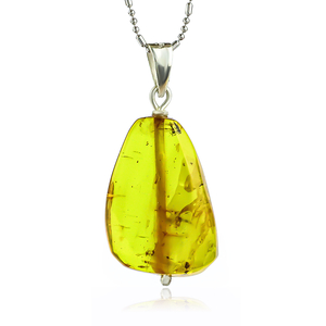 100% Natural Amber Silver Pendant