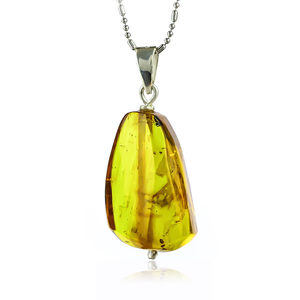 100% Natural Amber Silver Pendant