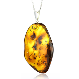 Large Amber Pendant Made of Precious Healing Mexican Amber