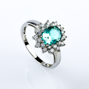 Princess Cut Paraiba Sterling Silver Ring