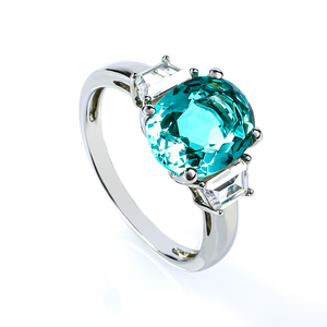 Paraiba Sterling Silver Oval Cut Gemstone Ring