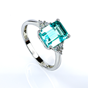 Emerald Cut Paraiba Silver Ring