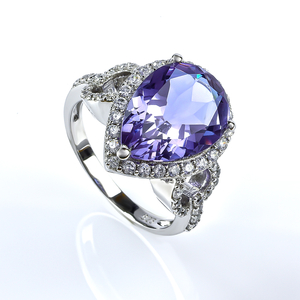 Color Change Alexandrite Big Pear Cut Ring