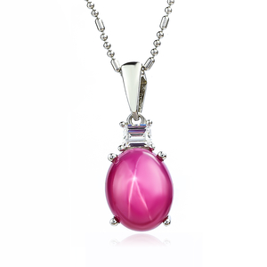 Star Ruby Oval Cut Cabuchon Silver Pendant
