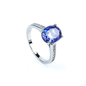 Tanzanite Solitaire Silver Ring