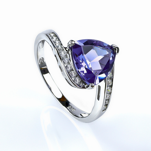 Silver Trillion Cut Alexandrite Ring