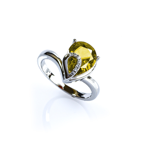 Yellow Alexandrite Ring Pear Cut Stone Ring