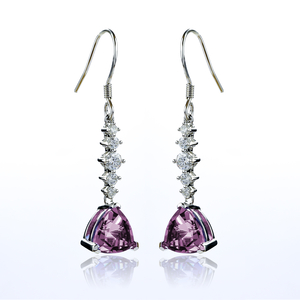 Silver Drop Earrings Trillion Cut Alexandrite