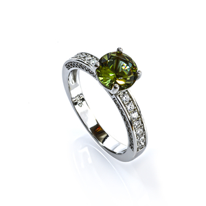 Round Zultanita and Diamond Halo Micropavé Ring