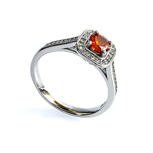 Gorgeous Princess Cut Fire Opal Silver Ring