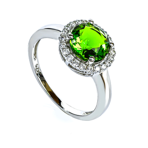 Solitaire With Accents Peridot Silver Ring