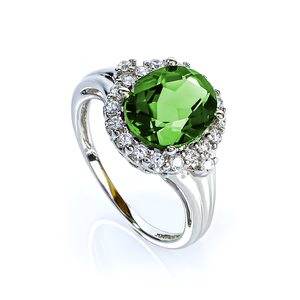 Oval Cut Peridot Silver Fashion Ring