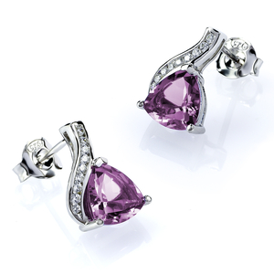 Trillion Cut Alexandrite Sterling Silver Earrings Blue to Purple Color Change