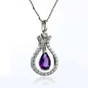 Pear Cut Amethyst Silver Pendant