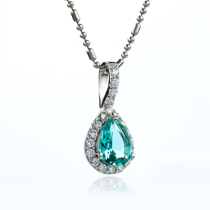Sterling Silver Paraiba Pear Cut Pendant
