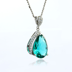 Sterling Silver Paraiba Big Pear Cut Pendant