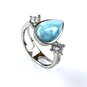 Larimar Stone Silver Ring