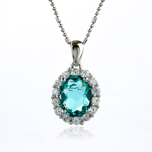 Oval Cut Paraiba Silver Pendant