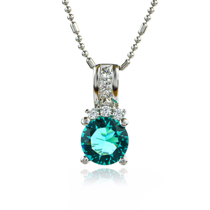 Round Cut Paraiba Sterling Silver Pendant