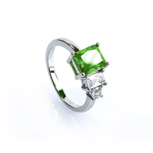 Three Stone Peridot Ring