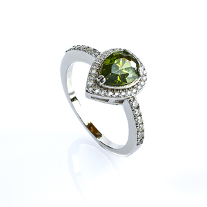 Solitaire Pear Cut Peridot Ring