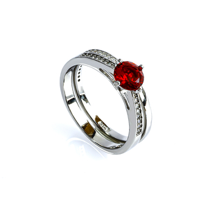 Double Band Ruby Sterling Silver Ring