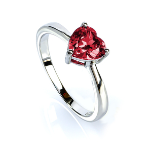 Heart Shape Ruby Sterling Silver Solitaire Ring