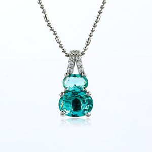 Two Oval Cut Paraiba Silver Pendant