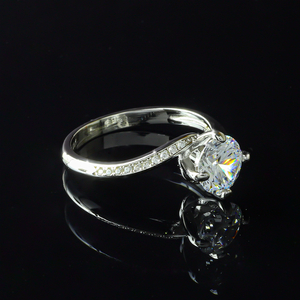 7 mm Simulated Diamond Promise Silver Ring