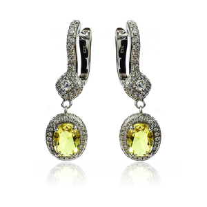 Yellow Alexandrite Sterling Silver Pendant Earrings Set