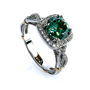 Alexandrite Princess Cut Sterling Silver and 14K Gold Plated Ring