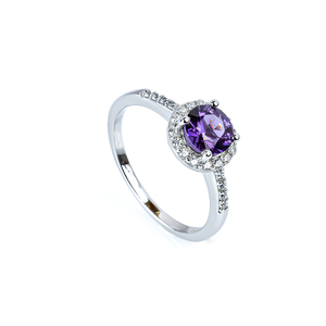Sterling Silver with Color Changing Purple 6 mm Alexandrite Ring