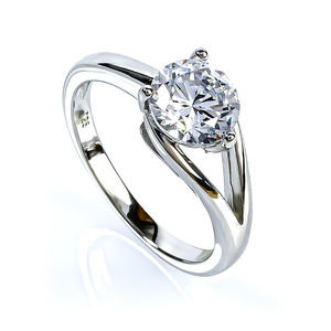 7 mm Simulated Diamond Micropave Engagement Silver Ring