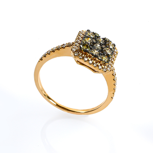 0.88 CTW 14K Yellow Gold Chocolate and White Diamonds Ring