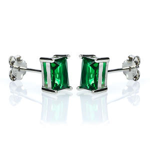 Emerald Cut Emerald Stud Earrings 6 mm x 4 mm