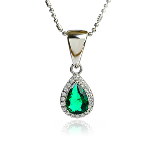 Emerald Sterling Silver Set Earrings and Pendant