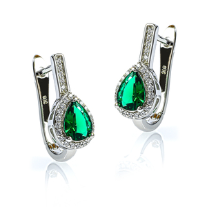 Emerald Sterling Silver Set Earrings and Pendant
