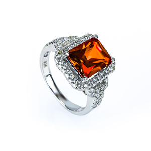 Emerald Cut High Quality Fire Opal Ring