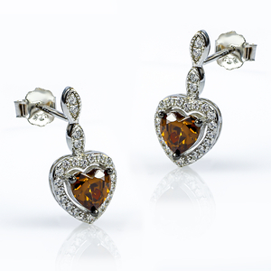 Silver Chocolate Diamond Set Earrings Pendant