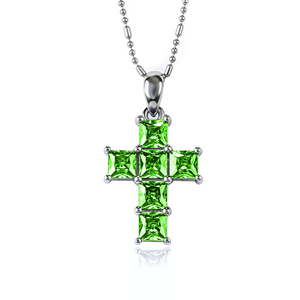 Peridot Cross Silver Pendant