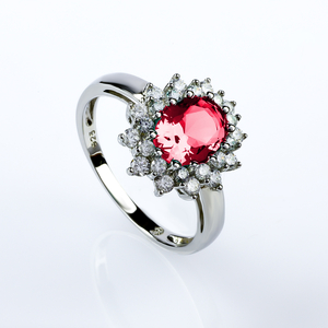 Oval Cut Ruby Sterling Silver Ring