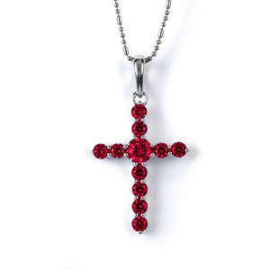 Sterling Silver Ruby Cross Pendant