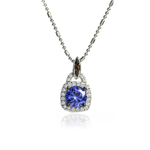 Silver Princess Cut Tanzanite Chocolate Diamond Set Earrings Pendant