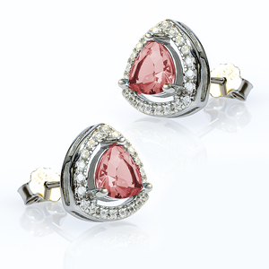 9 mm Trillion Cut Zultanite Halo Silver Earrings